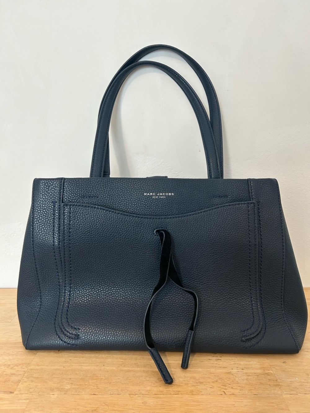 Marc Jacobs Navy Pebbled Leather Structured Tote